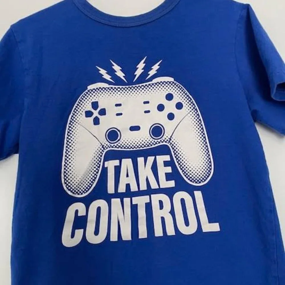 Boy's Children's Place Blue Take Control Gamer Graphic Tee Size 5/6 Blue cotton